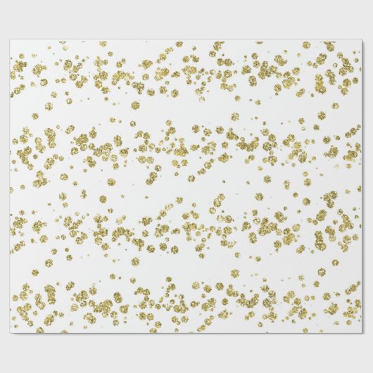 Snowy White Kerstmis Gold Glitter Glam Holiday Cadeaupapier (Vlak)
