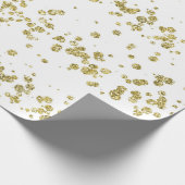 Snowy White Kerstmis Gold Glitter Glam Holiday Cadeaupapier (Hoek)