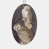 Snowy White Owl Oval Christmas Ornament (Links)