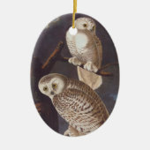 Snowy White Owl Oval Christmas Ornament (Voorkant)