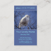 Snowy White Owl, White Arctic Bird, Sapphire Sky Visitekaartje (Achterkant)