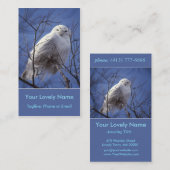 Snowy White Owl, White Arctic Bird, Sapphire Sky Visitekaartje (Voorkant / Achterkant)