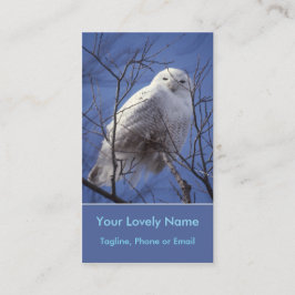 Snowy White Owl, White Arctic Bird, Sapphire Sky Visitekaartje