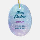 Snowy White Puppy Kinder Kerst Keramisch Ornament (Achterkant)