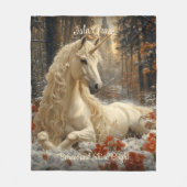 Snowy White Unicorn Winter Sprookjeskasteel Fleece Deken (Voorkant)