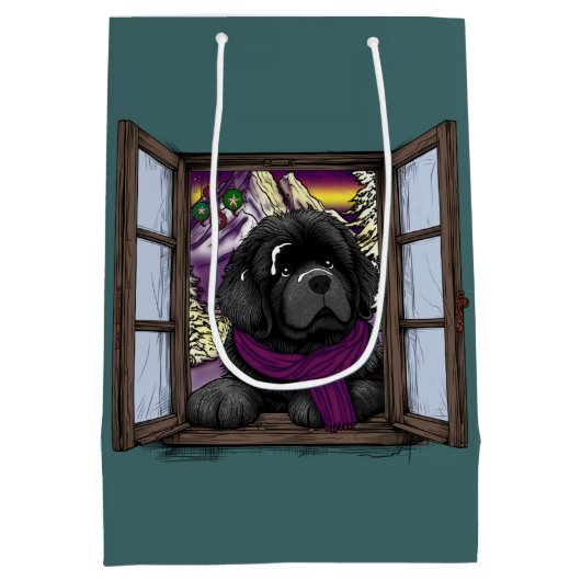 Snowy window puppy medium cadeauzakje (Achterkant)