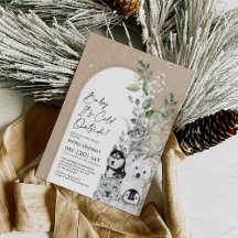 Snowy Winter Animals Boho Arch Baby shower