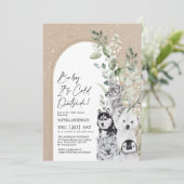 Snowy Winter Animals Boho Arch Baby shower Kaart (Staand voorkant)