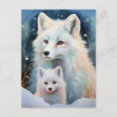 Snowy Winter Arctic Fox Modern Art Briefkaart (Voorkant)