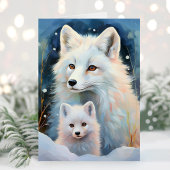 Snowy Winter Arctic Fox Modern Art Kaart