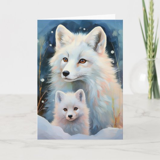 Snowy Winter Arctic Fox Modern Art Kaart (Voorkant)