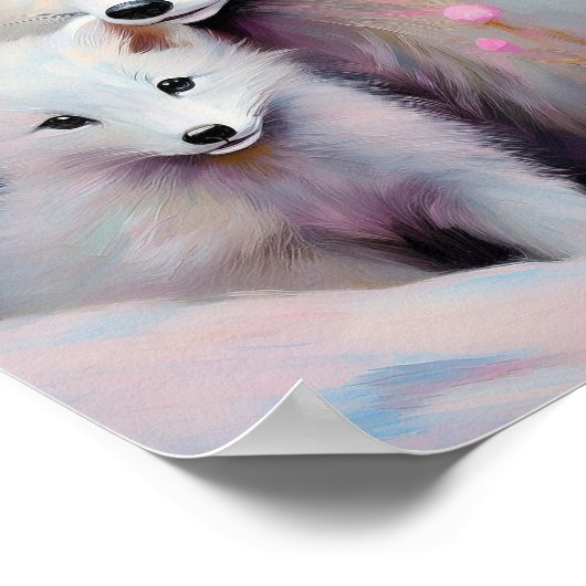 Snowy Winter Arctic Fox Modern Art Poster (Hoek)