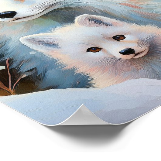 Snowy Winter Arctic Fox Modern Art Poster (Hoek)