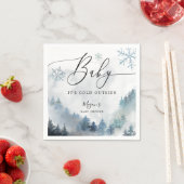 Snowy Winter Baby shower Blue Snowflakes Servet (Insitu)