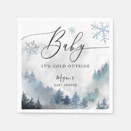 Snowy Winter Baby shower Blue Snowflakes Servet