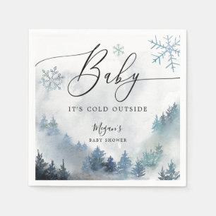 Snowy Winter Baby shower Blue Snowflakes Servet
