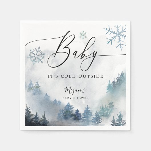 Snowy Winter Baby shower Blue Snowflakes Servet (Voorkant)