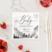 Snowy Winter Baby shower Grey Snowflakes Servet (Insitu)