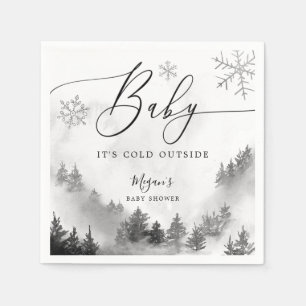 Snowy Winter Baby shower Grey Snowflakes Servet