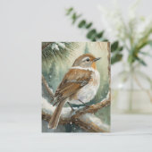Snowy Winter Bird Modern Art Briefkaart (Staand voorkant)