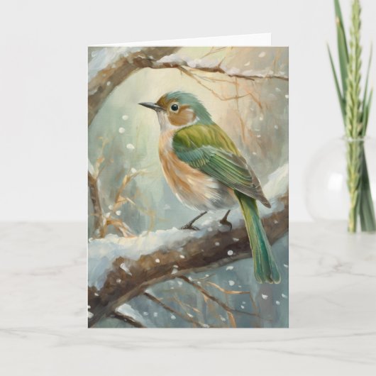 Snowy Winter Bird Modern Art Kaart (Voorkant)