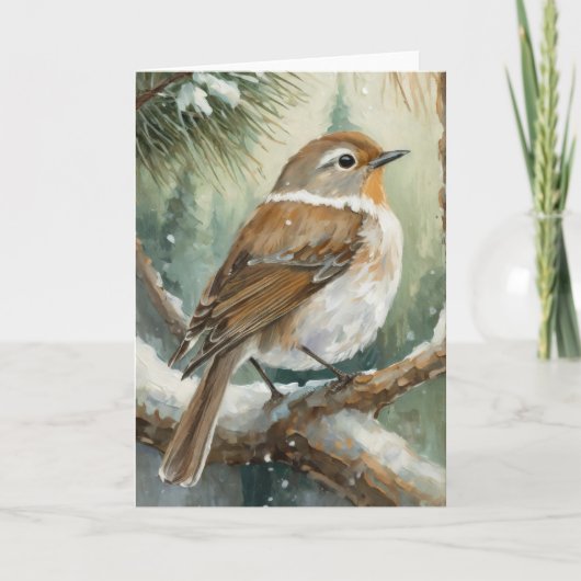 Snowy Winter Bird Modern Art Kaart (Voorkant)