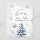 Snowy Winter Blue Boy Kerstdoopdag Kaart (Voorkant)