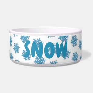 Snowy Winter Blue Snowflake Snow Dog gepersonalise Voerbakje