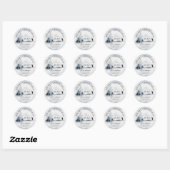 Snowy Winter Bossen Kerstmis Adres Ronde Sticker (Vel)