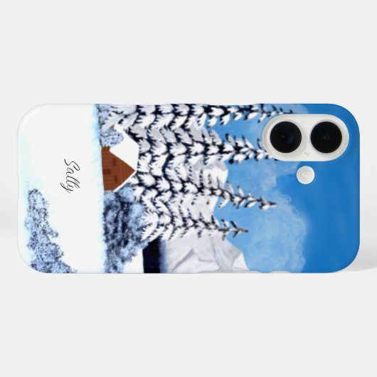 Snowy Winter Bright Apple iPhone Case (Achterkant (horizontaal))