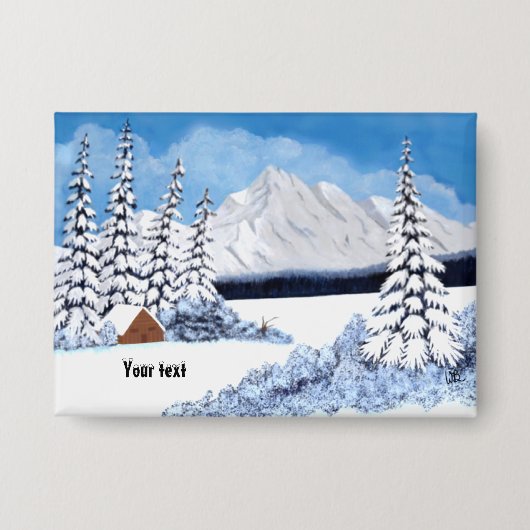 Snowy Winter Button met  tekst (Voorkant)