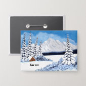 Snowy Winter Button met  tekst (Voorkant / Achterkant)