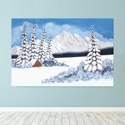 Snowy Winter Canvas Afdruk (Insitu (Houten vloer))