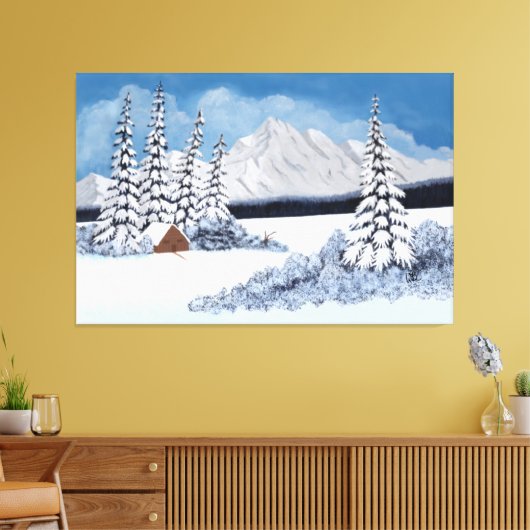 Snowy Winter Canvas Afdruk (Insitu (Woonkamer))