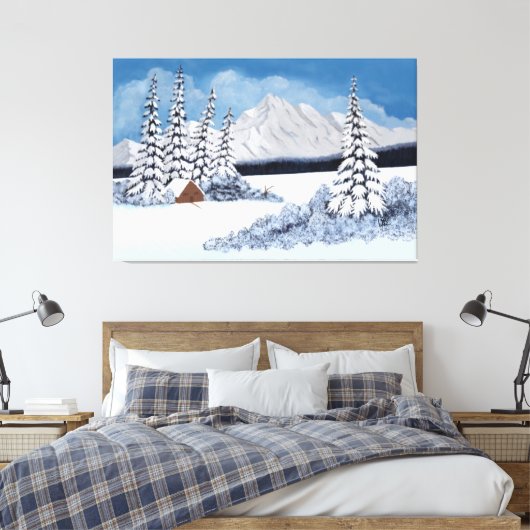 Snowy Winter Canvas Afdruk (Insitu (Slaapkamer))
