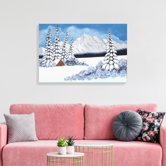 Snowy Winter Canvas Afdruk (Insitu (Woonkamer))