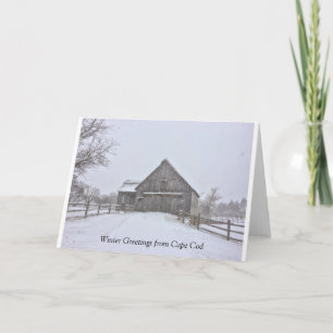 Snowy Winter Cape Cod Scene Wenskaart Kaart