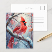 Snowy Winter Cardinal Modern Art Briefkaart
