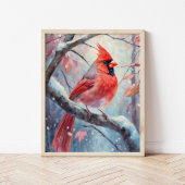 Snowy Winter Cardinal Modern Art Poster