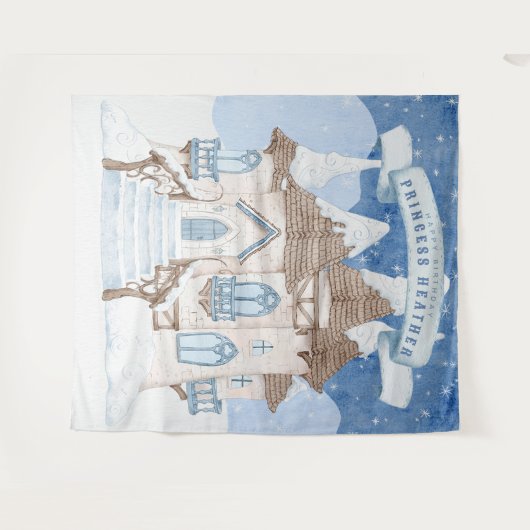 Snowy Winter Castle Foto Booth Backdrop Wandkleed (Voorkant (horizontaal))