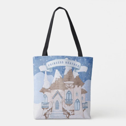 Snowy Winter Castle Tote Bag (Achterkant)