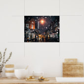 Snowy Winter Cityscape JPG Cityscape Residence per Poster (Keuken)