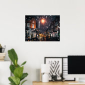 Snowy Winter Cityscape JPG Cityscape Residence per Poster (Thuiskantoor)