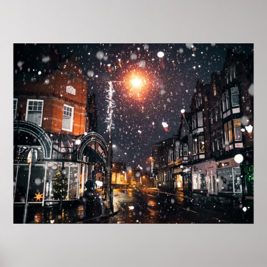 Snowy Winter Cityscape JPG Cityscape Residence per Poster (Voorkant)