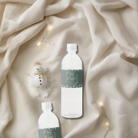 Snowy Winter Coquette Groen het is koud Waterfles Etiket