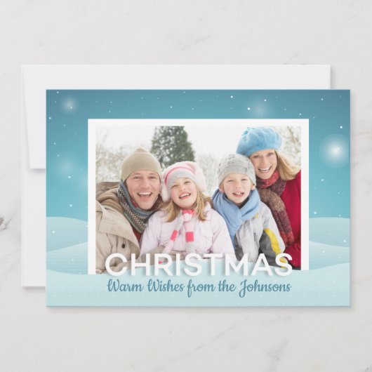 Snowy Winter Day Personalized Family Photo Feestdagenkaart (Voorkant)