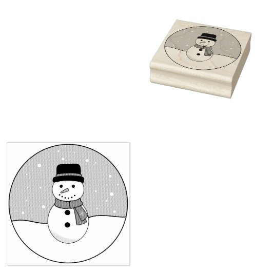 Snowy Winter Day Snowman Rubberstempel (Gestempeld)
