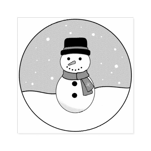Snowy Winter Day Snowman Rubberstempel (Afrduk)