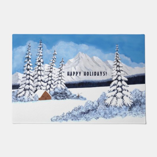 Snowy Winter Deurmat (Voorkant)