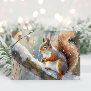 Snowy Winter Eekhoorn Moderne Kunst Kaart